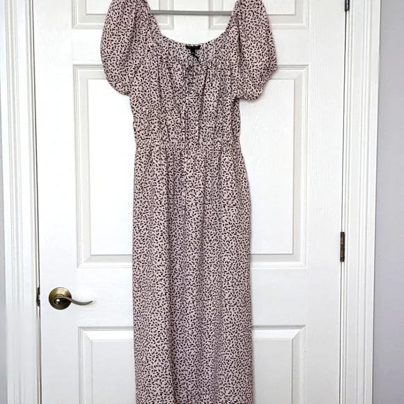 NWT Bubble Sleeve Smocked Midi Dress Who What Wear Large - Picture 2 of 7